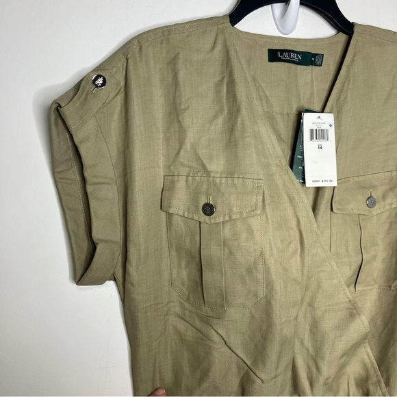 Lauren Ralph Lauren linen blend jumpsuit waist tie Sage green size 14 new - Picture 5 of 13